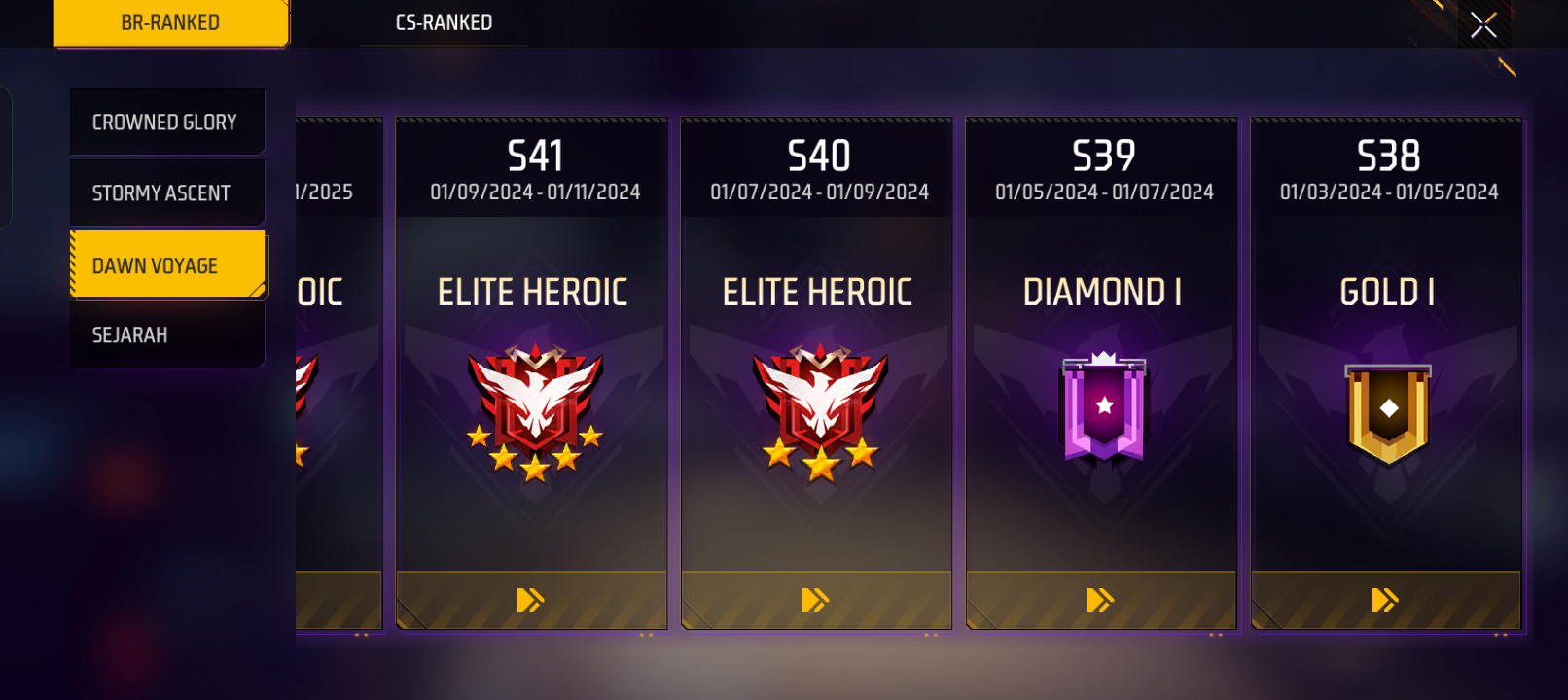 Heroic pertama yang didapatkan di BR Ranked pada tahun 2024 sekitar bulan Juli - September